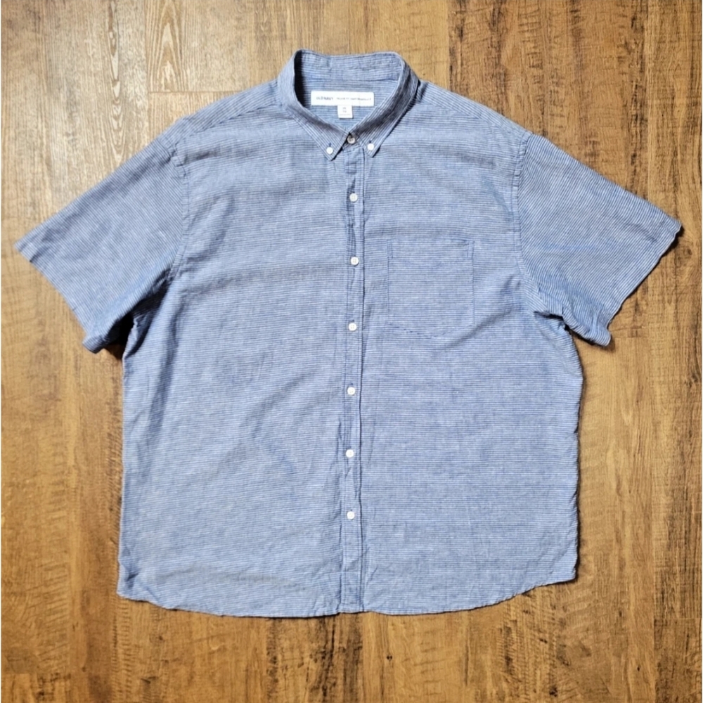 Old Navy linen blend shirt sleeve button down shirt